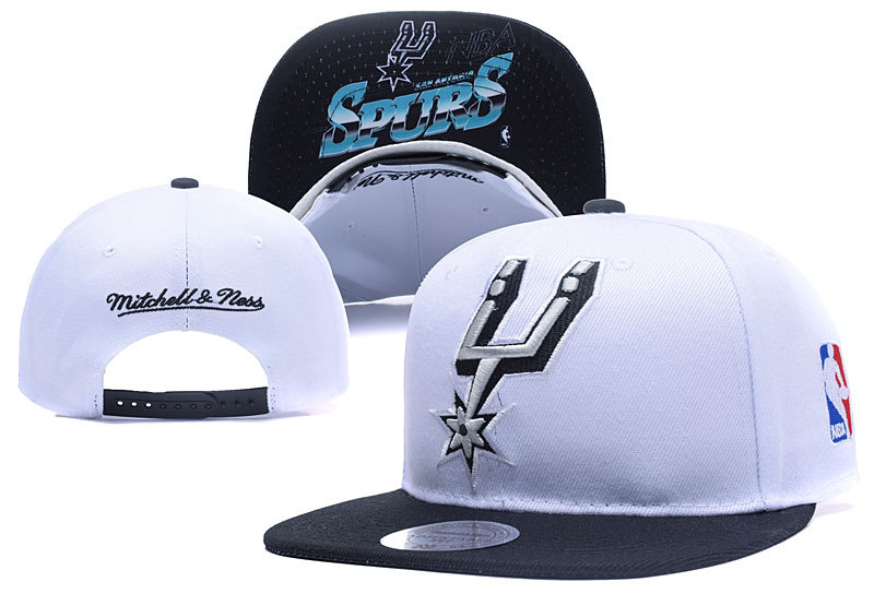 Spurs Team Logo White Black Mitchell & Ness Adjustable Hat YD