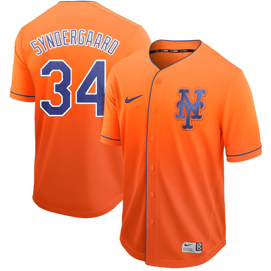 Mets 34 Noah Syndergaard Orange Drift Fashion Jersey