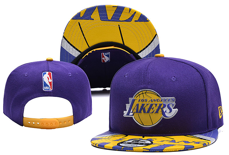 Lakers Team Logo Purple Yellow Adjustable Hat YD