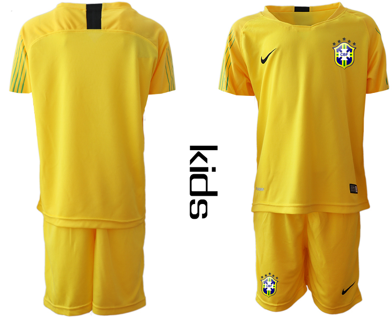 2019-20 Brazil Yellow Youth Goalkeeper Soccer Jersey