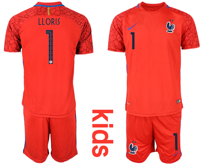 2019-20 France 1 LLORIS Red Youth Goalkeeper Soccer Jersey