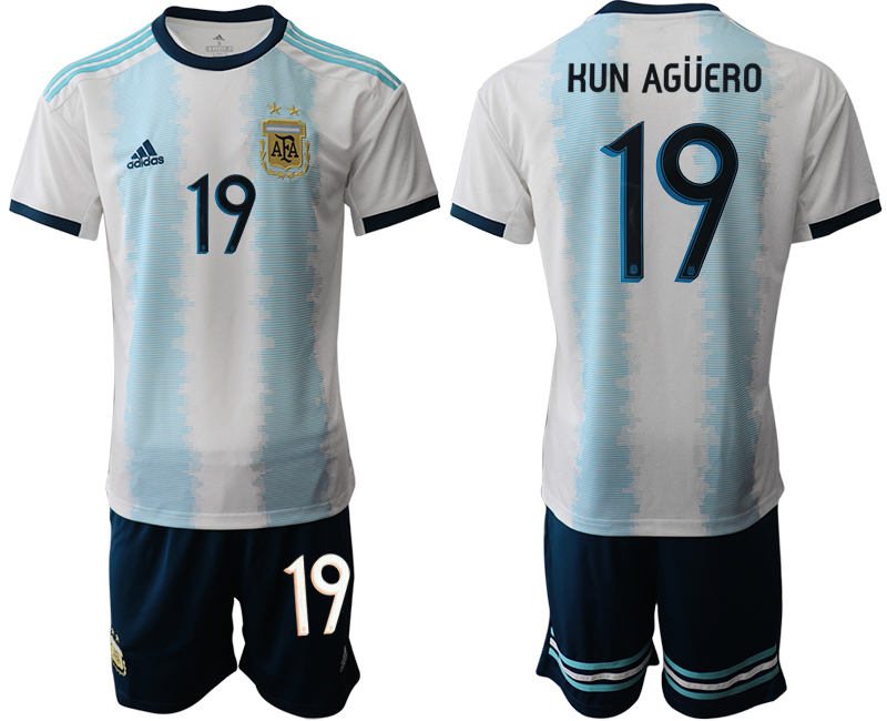 2019-20 Argentina 19 KUN AGUERO Home Soccer Jersey