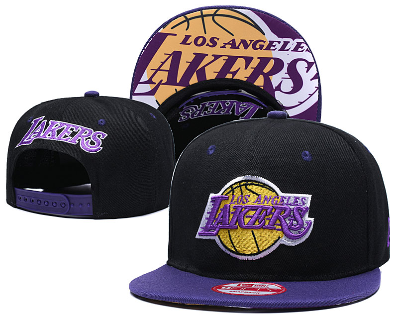 Lakers Team Big Logo Black Purple Adjustable Hat TX