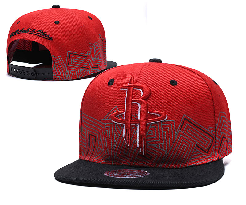 Rockets Team Logo Red Black Mitchell & Ness Adjustable Hat TX