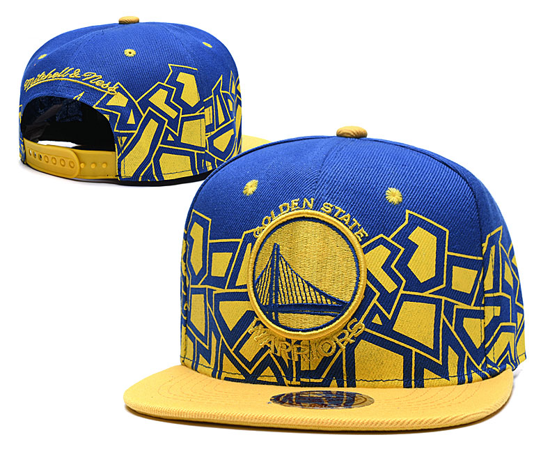 Warriors Team Logo Royal Yellow Mitchell & Ness Adjustable Hat TX