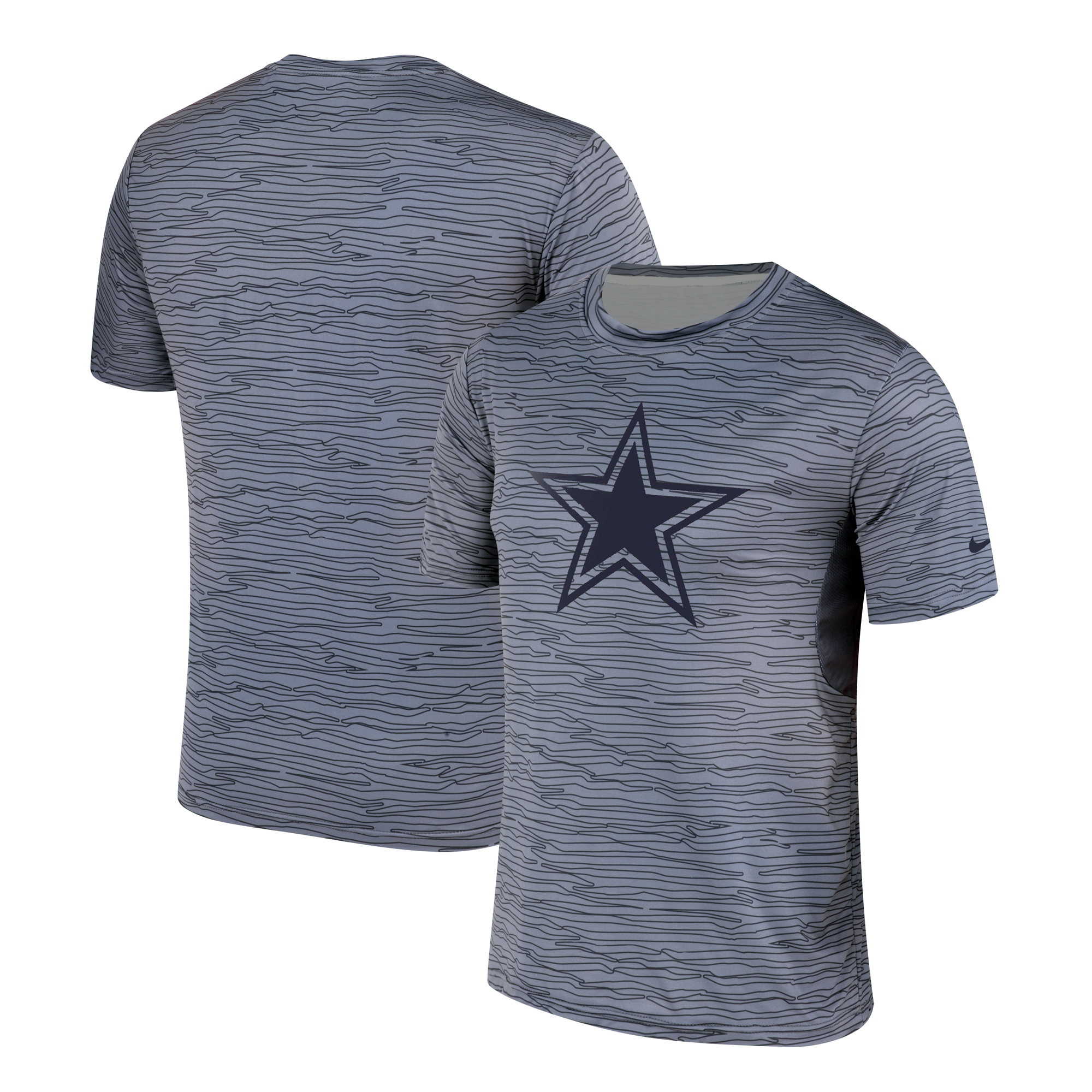 Men's Dallas Cowboys Nike Gray Black Striped Logo Performance T-Shirt
