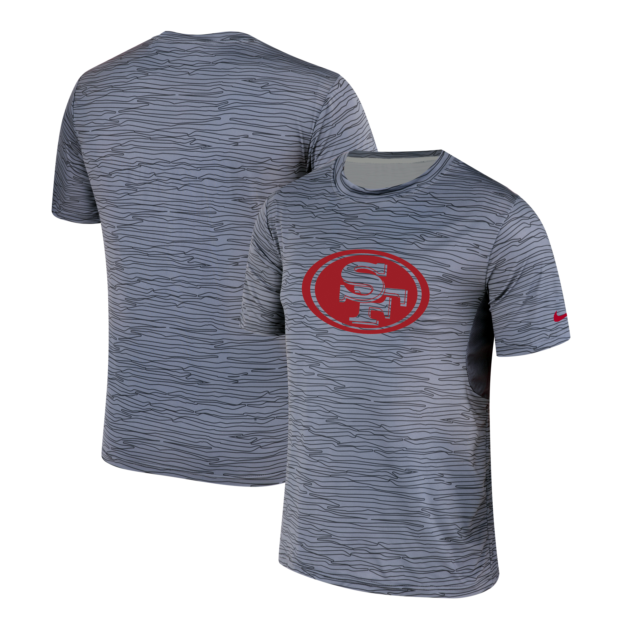Men's San Francisco 49ers Nike Gray Black Striped Logo Performance T-Shirt