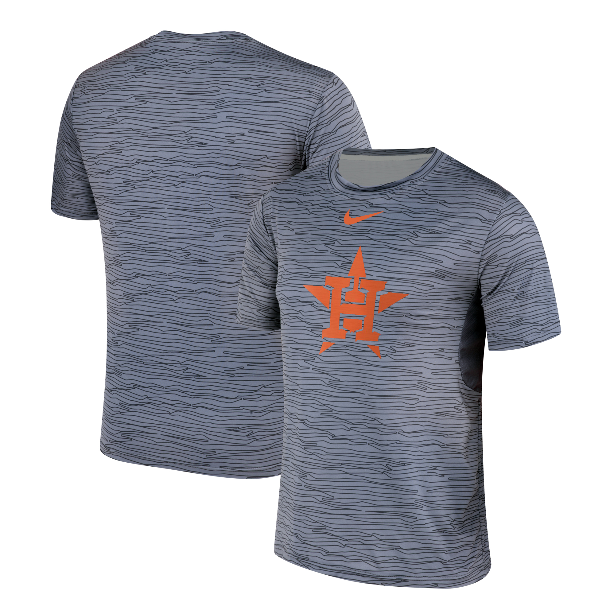 Nike Houston Astros Gray Black Striped Logo Performance T-Shirt
