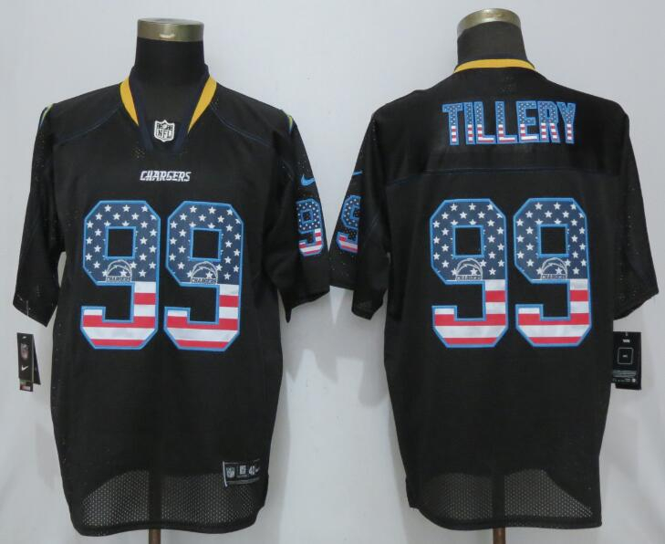 Nike Chargers 99 Jerry Tillery Black USA Flag Fashion Limited Jersey