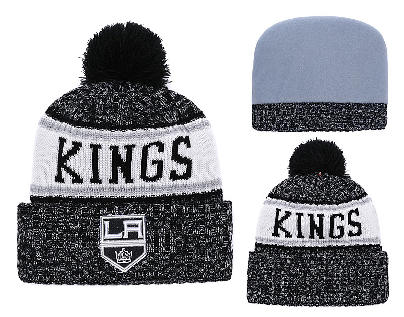 Los Angeles Kings Team Logo Black Pom Knit Hat YD