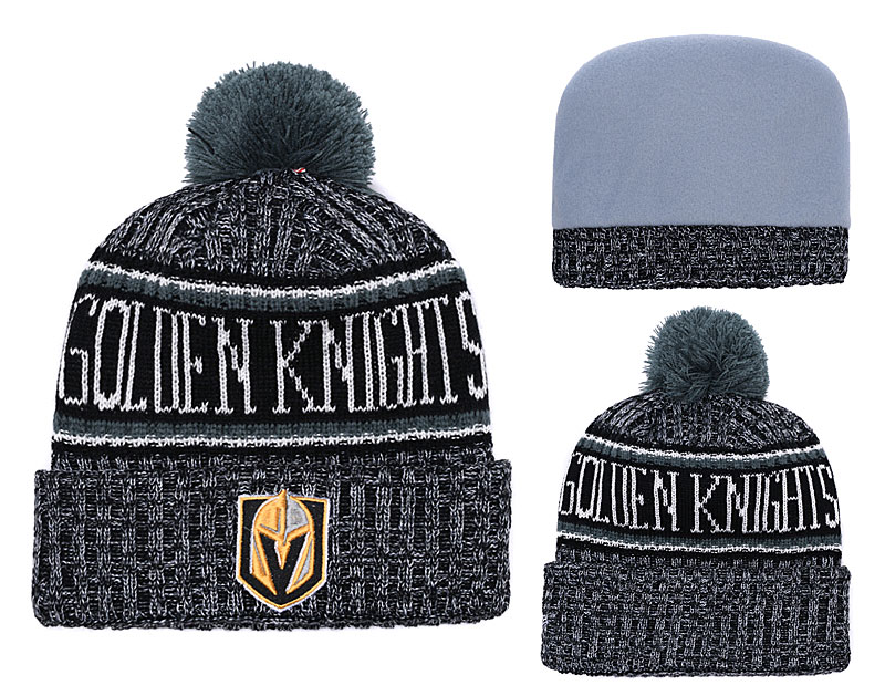 Vegas Golden Knights Fresh Logo Black Pom Knit Hat YD