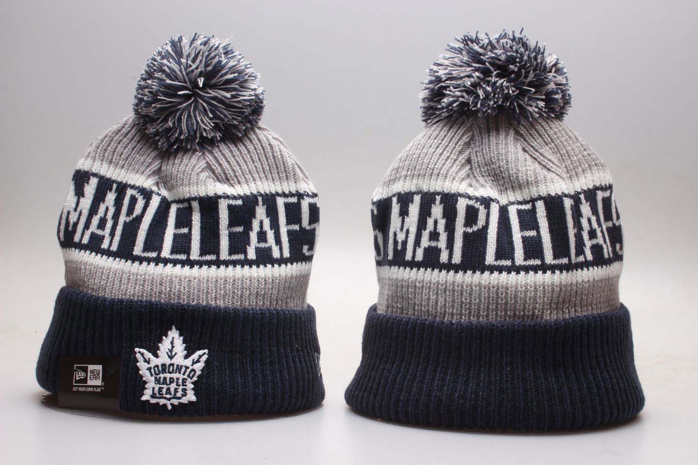 Maple Leafs Team Pride Blue Knit Hat With Pom YP