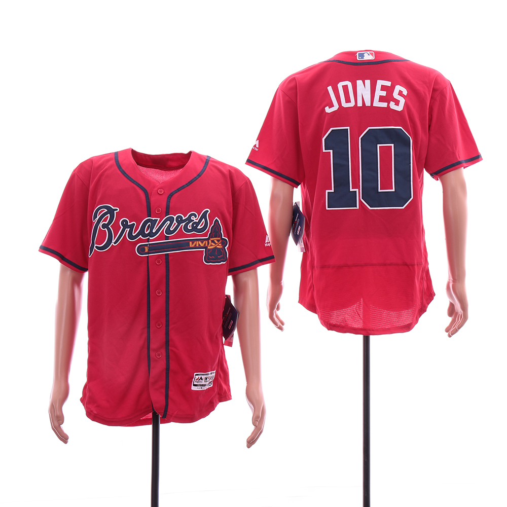 Braves 10 Chipper Jones Red Flexbase Jersey