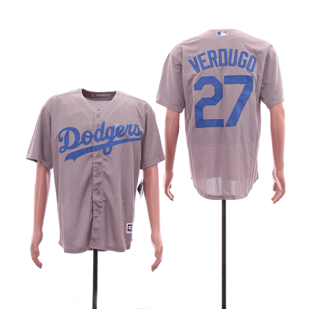 Dodgers 27 Alex Verdugo Gray Cool Base Jersey