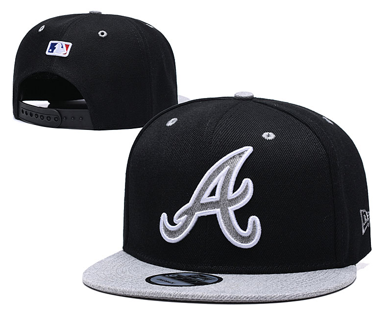 Braves Team Logo Black Gray Adjustable Hat TX
