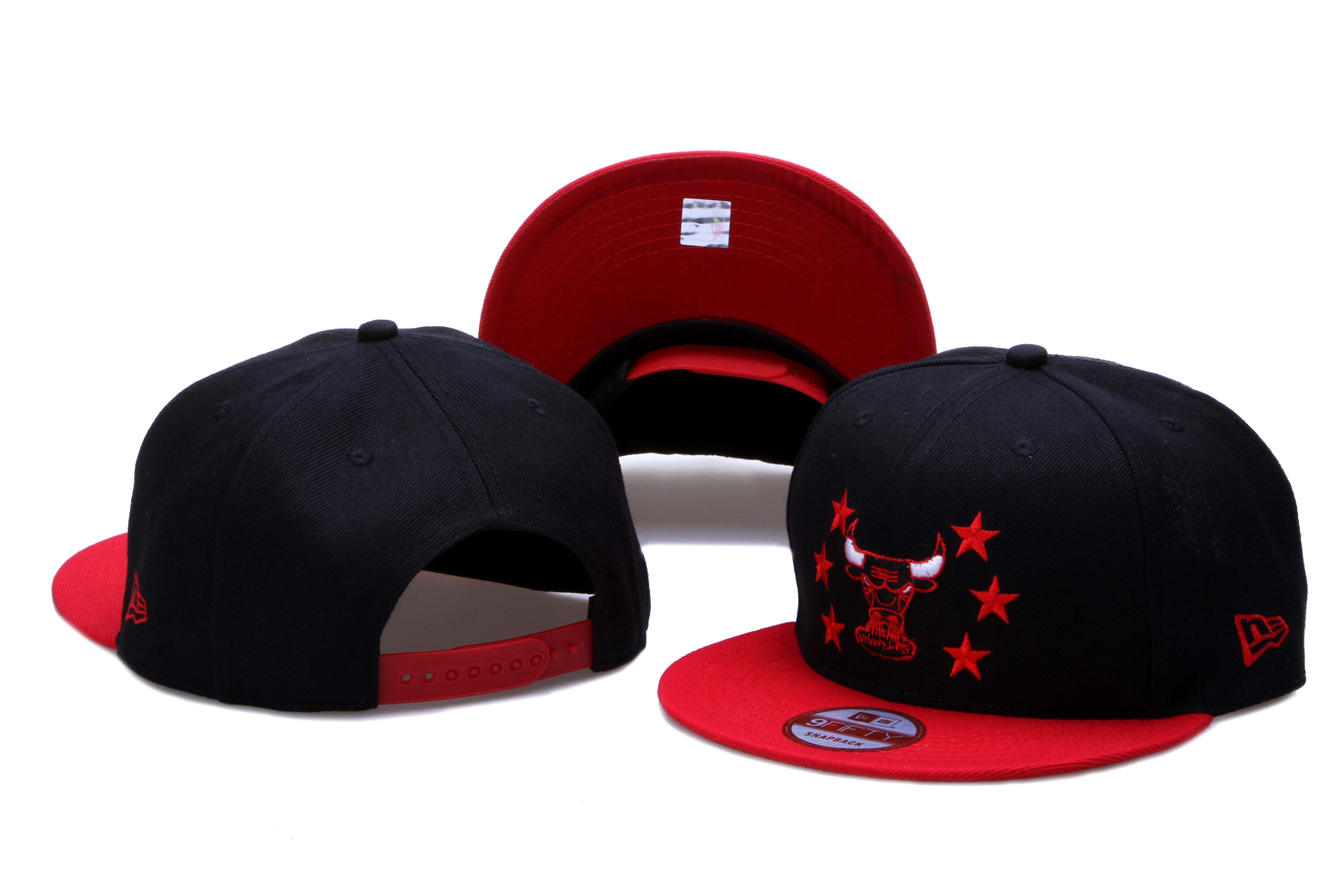 Bulls Team Logo Black Red Adjustable Hat LH