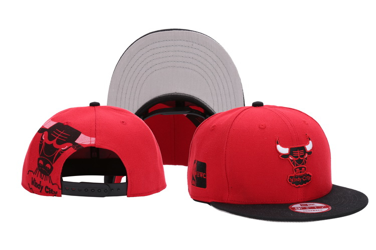 Bulls Team Logo Red Black Adjustable Hat LH