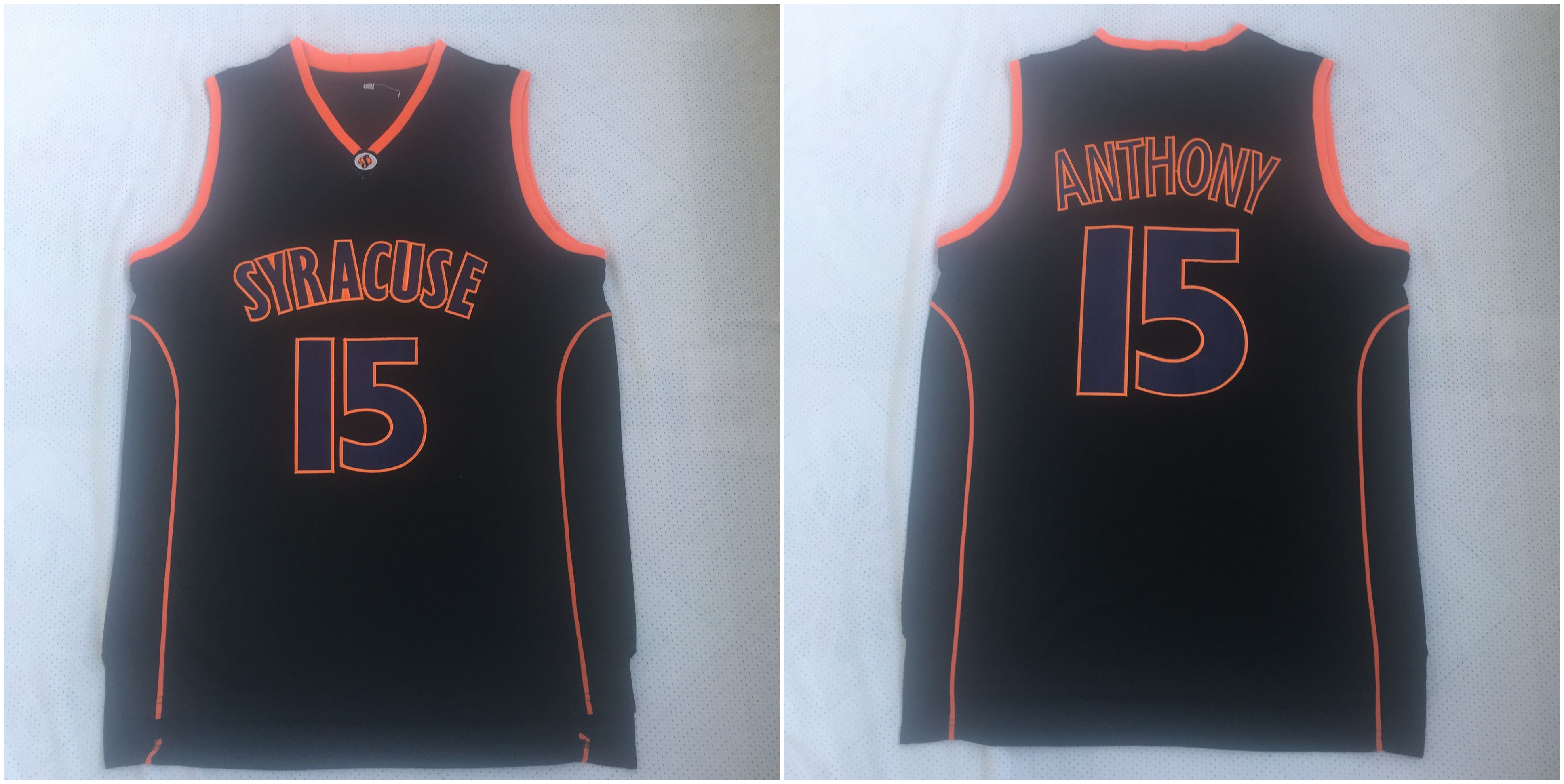 Syracuse University 15 Carmelo Anthony Black Basketball College Jersey