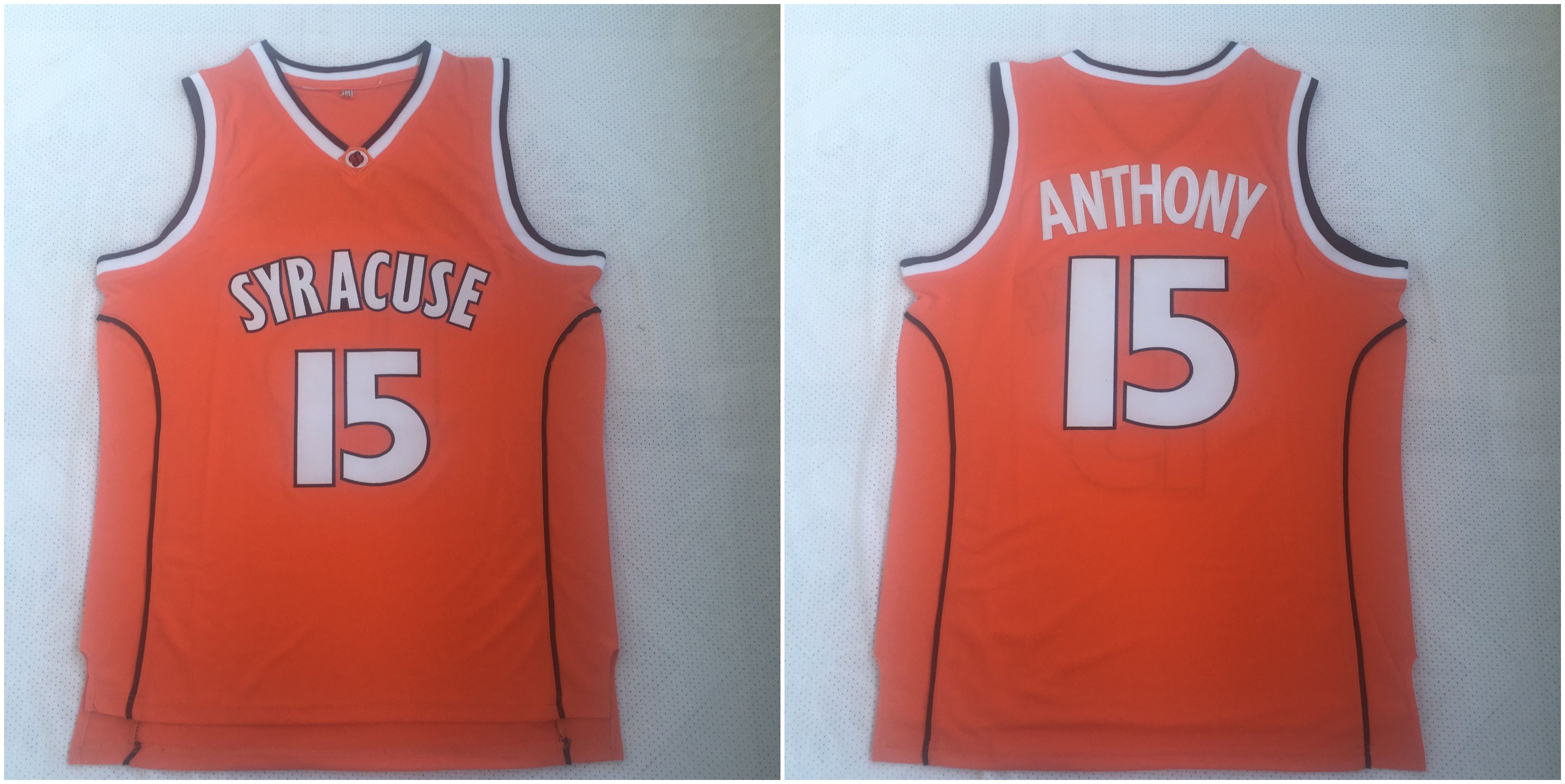 Syracuse University 15 Carmelo Anthony Orange Basketball College Jersey