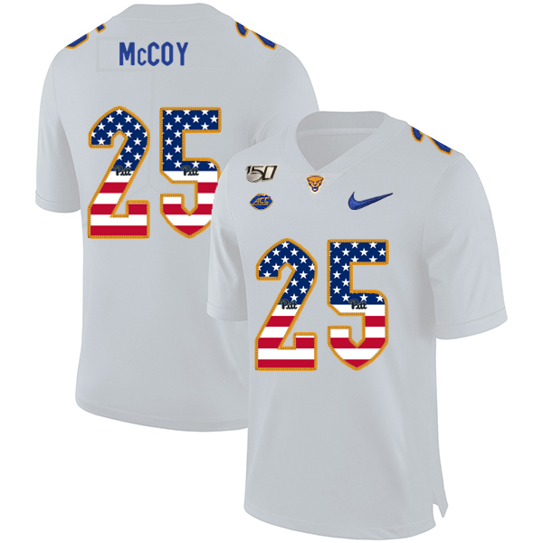 Pittsburgh Panthers 25 LeSean McCoy White USA Flag 150th Anniversary Patch Nike College Football Jersey