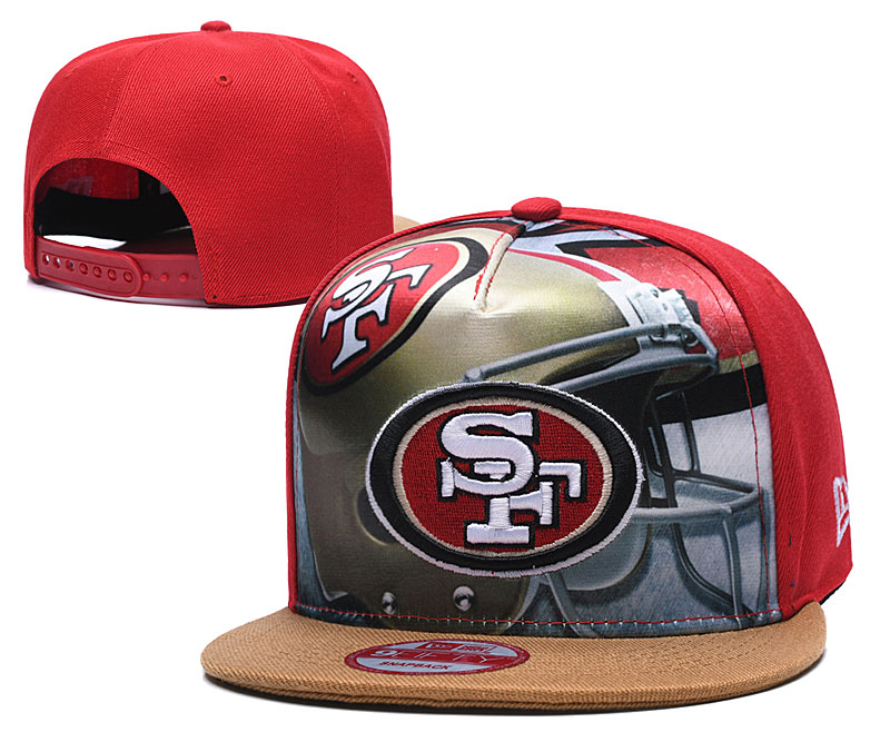49ers Team Logo Red Adjustable Leather Hat TX