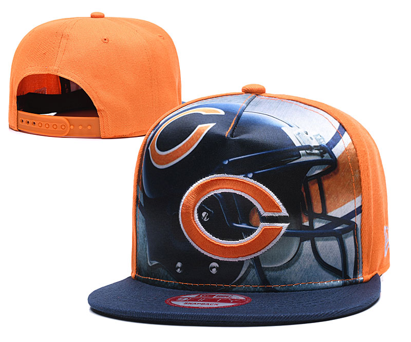 Bears Team Logo Orange Navy Adjustable Leather Hat TX