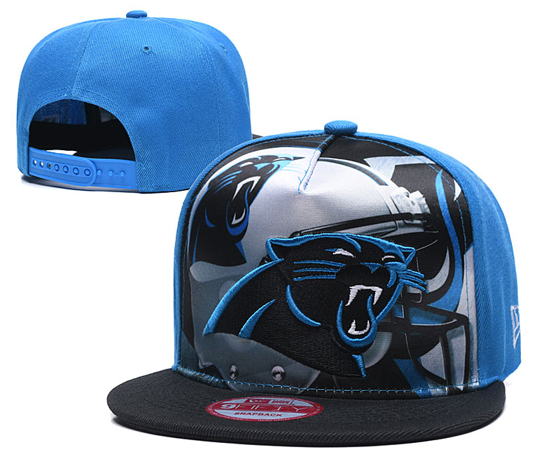 Panthers Team Logo Blue Black Adjustable Leather Hat TX