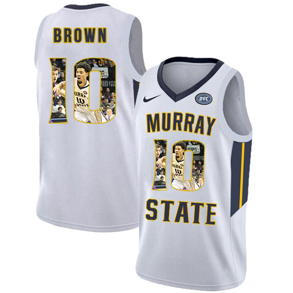 Murray State Racers 10 Tevin Brown White Fashion College Basketball Jersey