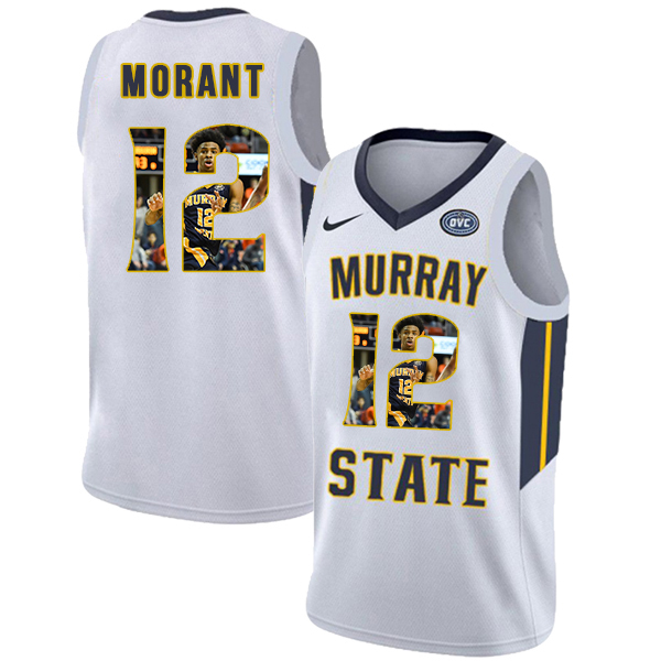 Murray State Racers 12 Ja Morant White Fashion College Basketball Jersey
