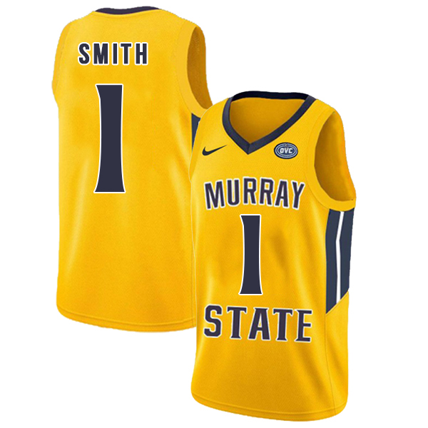 Murray State Racers 1 DaQuan Smith Yellow College Basketball Jersey