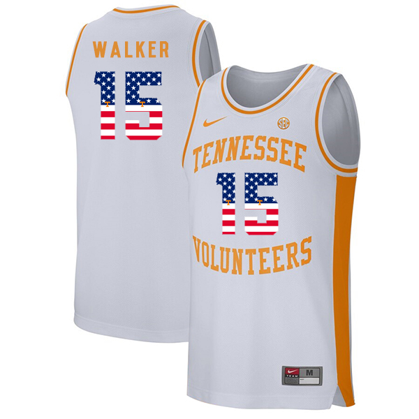 Tennessee Volunteers 15 Derrick Walker White USA Flag College Basketball Jersey