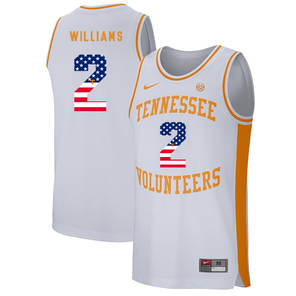 Tennessee Volunteers 2 Grant Williams White USA Flag College Basketball Jersey