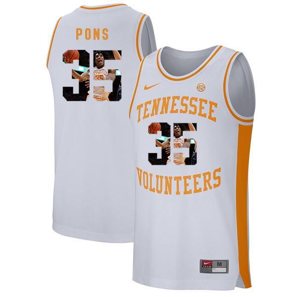Tennessee Volunteers 35 Yves Pons White Fashion College Basketball Jersey