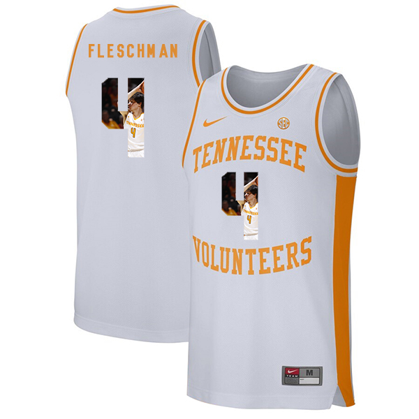 Tennessee Volunteers 4 Jacob Fleschman White Fashion College Basketball Jersey
