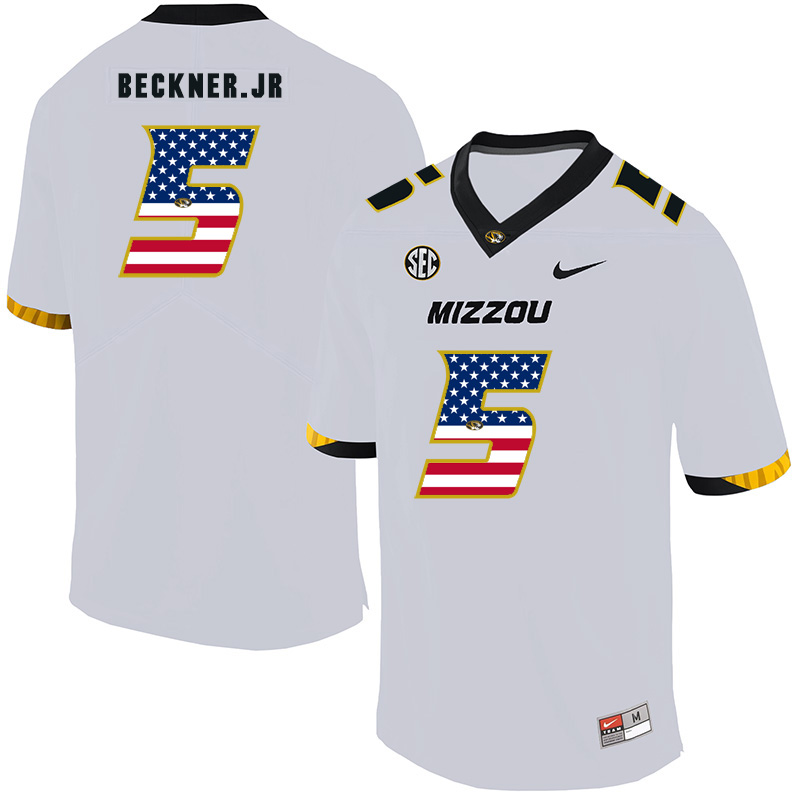Missouri Tigers 5 Terry Beckner Jr. White USA Flag Nike College Football Jersey
