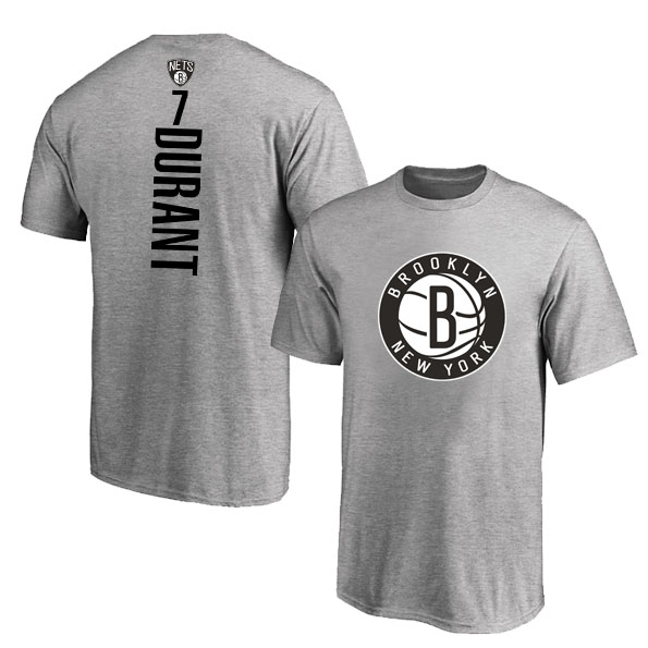 Brooklyn Nets 7 Kevin Durant Gray T-Shirt
