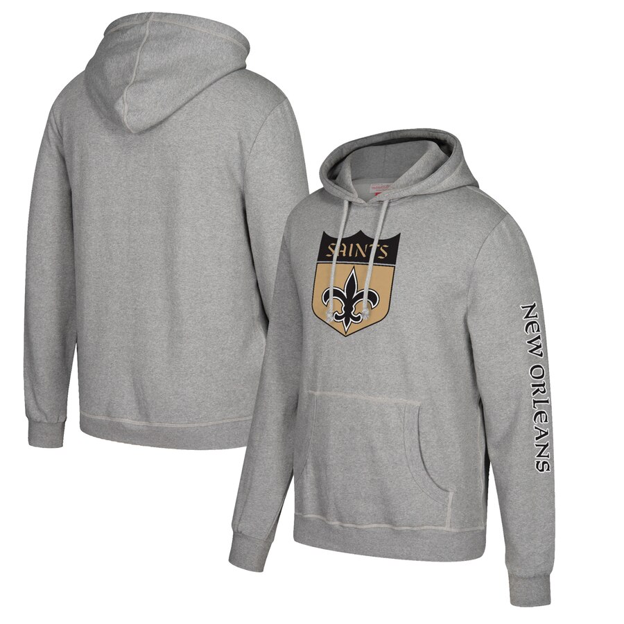 New Orleans Saints Mitchell & Ness Classic Team Pullover Hoodie Heathered Gray