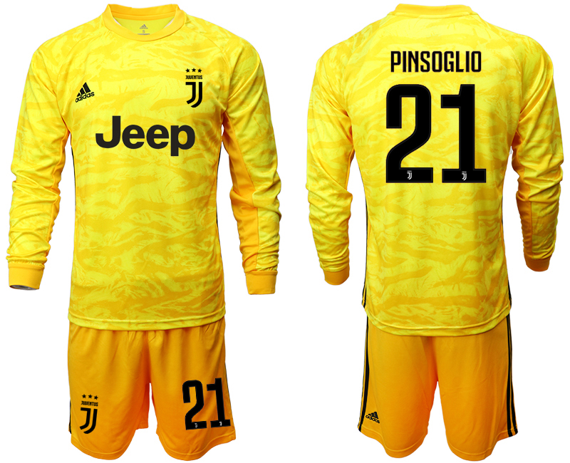 2019-20 Juventus 21 PINSOGLIO Yellow Long Sleeve Goalkeeper Soccer Jersey