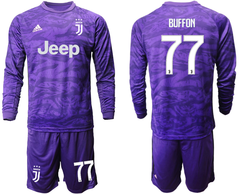 2019-20 Juventus 77 BUFFON Purple Long Sleeve Goalkeeper Soccer Jersey