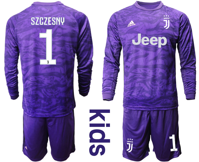2019-20 Juventus 1 SZCZESNY Purple Long Sleeve Youth Goalkeeper Soccer Jersey