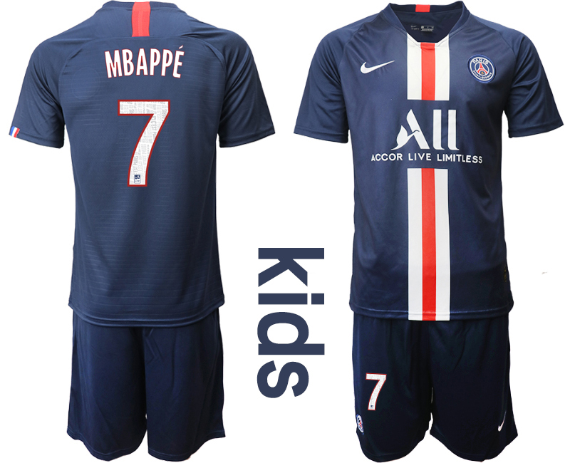 2019-20 Paris Saint-Germain 7 MBAPPE Home Youth Soccer Jersey