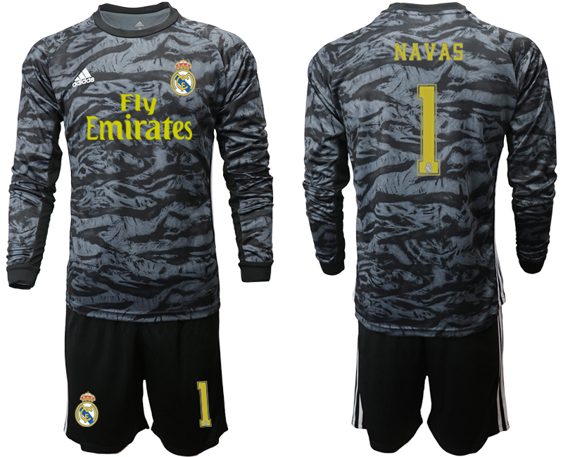 2019-20 Real Madrid 1 NAVAS Black Long Sleeve Goalkeeper Soccer Jersey