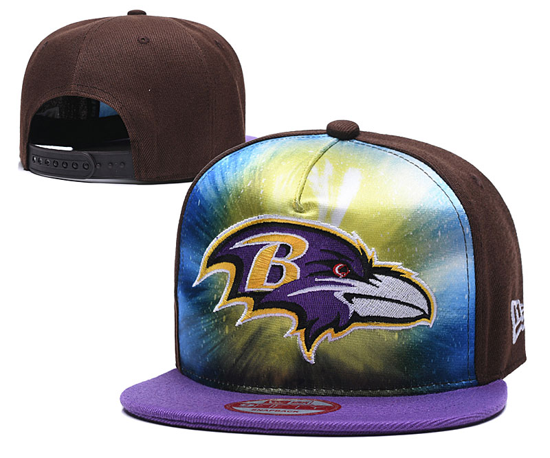 Ravens Team Logo Brown Purple Adjustable Leather Hat TX