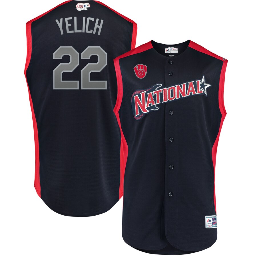 National League 22 Christian Yelich Navy 2019 MLB All-Star Game Player Jersey