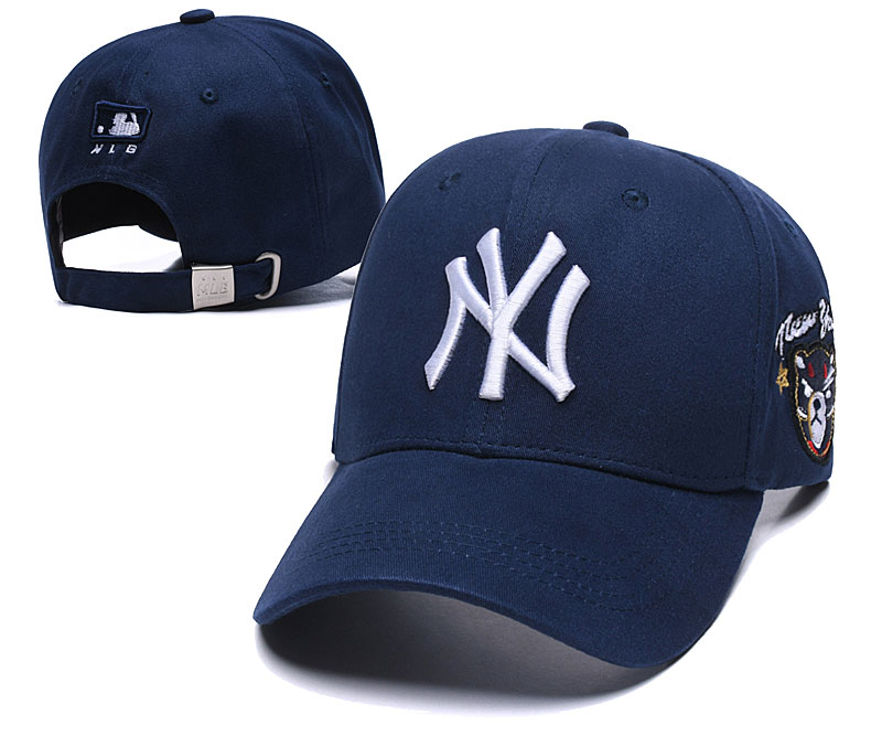 Yankees Team Logo Navy Peaked Adjustable Hat SG