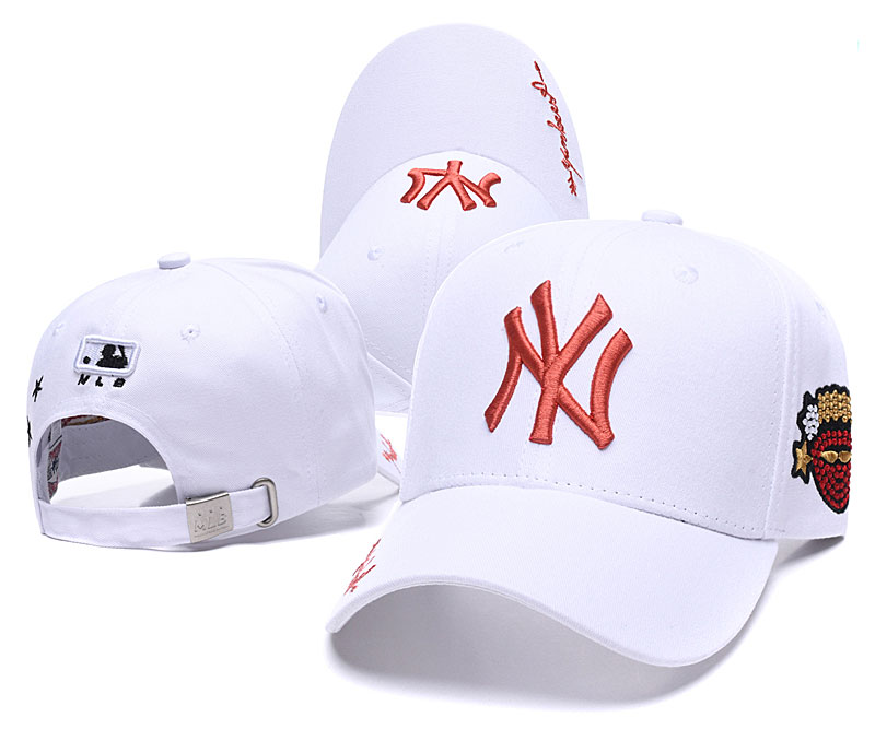 Yankees Team Red Logo White Peaked Adjustable Hat SG
