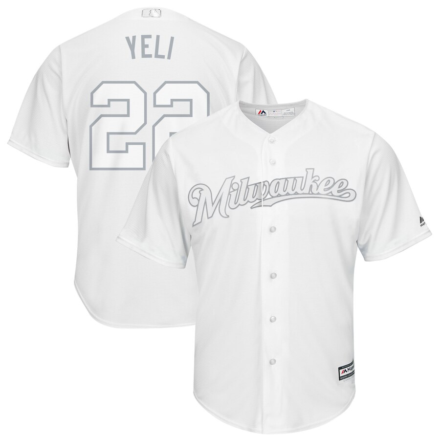 Brewers 22 Christian Yelich "Yeli" White 2019 Players' Weekend Player Jersey