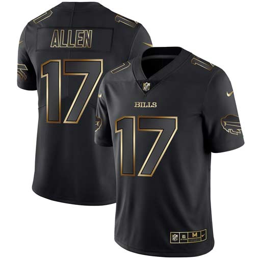 Nike Bills 17 Josh Allen Black Gold Vapor Untouchable Limited Jersey