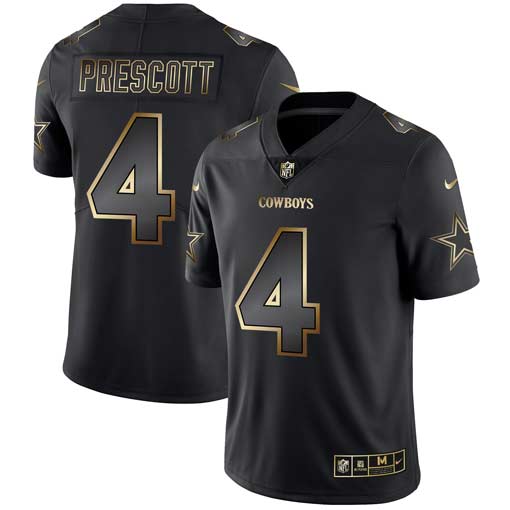 Nike Cowboys 4 Dak Prescott Black Gold Vapor Untouchable Limited Jersey