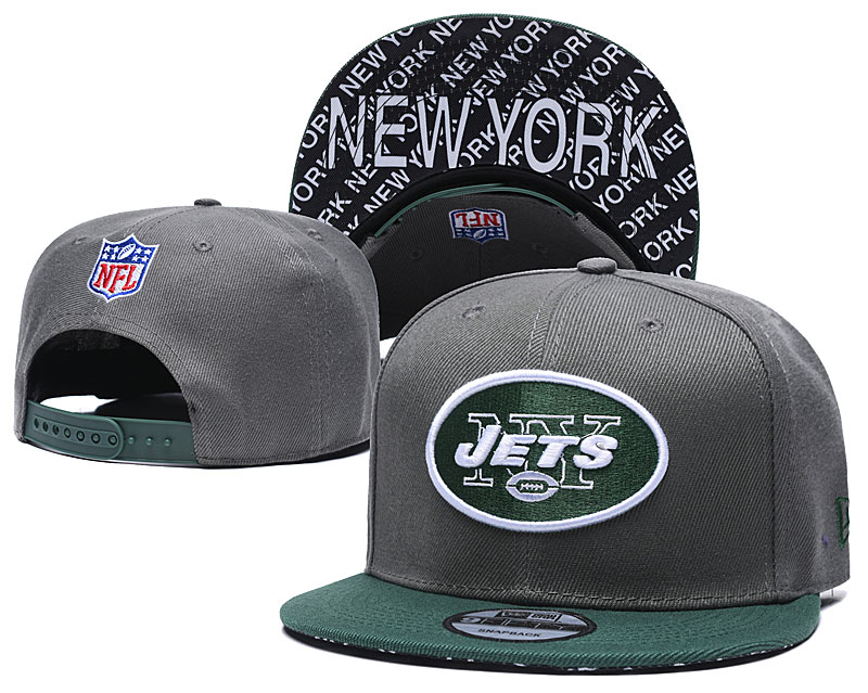 Jets Team Logo Gray Green Adjustable Hat TX